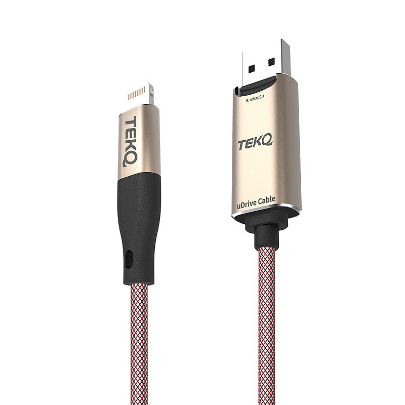 TEKQ uDrive Cable iPhone y 传输充电线+读卡机 一线双用-25cm - U盘 - 其他金属 金色