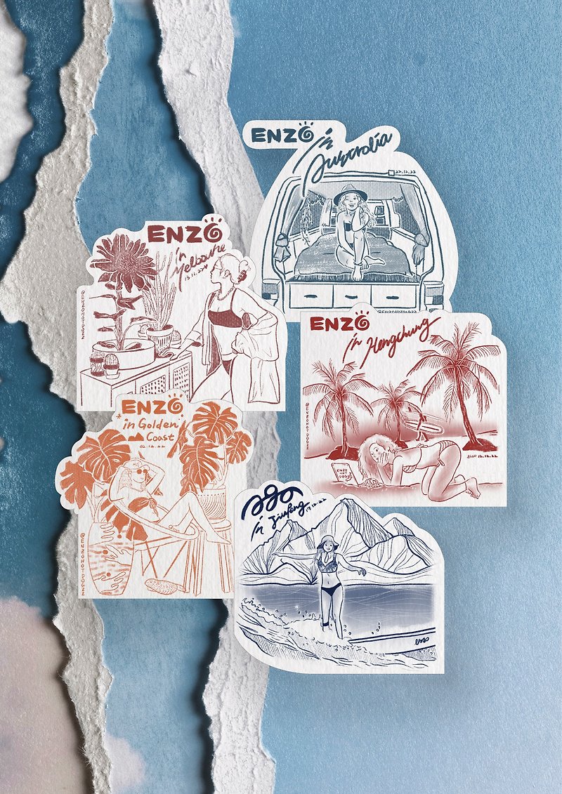 台湾设计 Enzo IN AUS 防水贴纸 - 贴纸 - 防水材质 