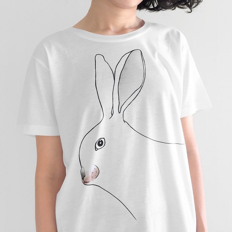 Rabbit T Shirt - 中性连帽卫衣/T 恤 - 棉．麻 黑色