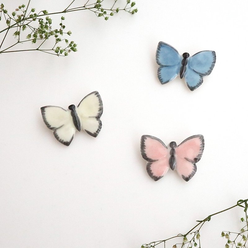 Butterfly brooch - 胸针 - 瓷 蓝色