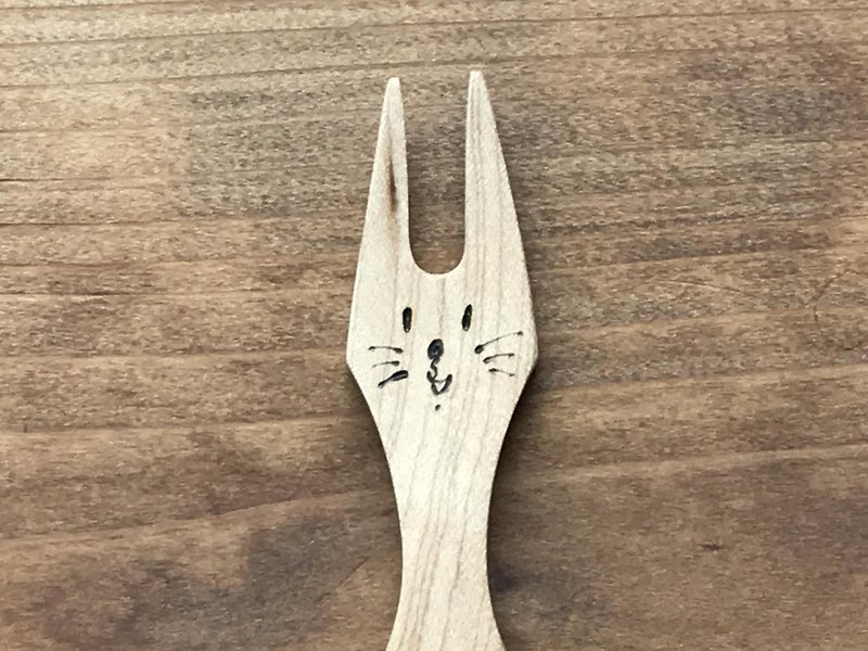 にゃんこフォーク 猫 cat 木製 木 メイプル - 筷子/筷架 - 木头 