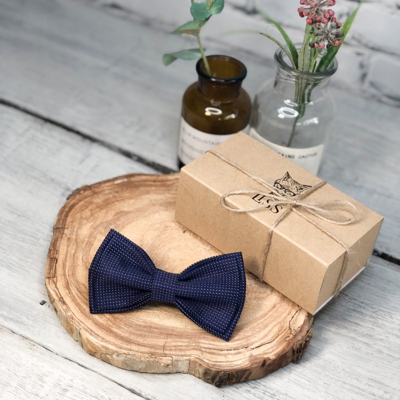 Vintage Bow Tie - Teenage Girl Gifts - Business Tie For Men - Wedding Attire - 领结/领巾 - 丝．绢 蓝色