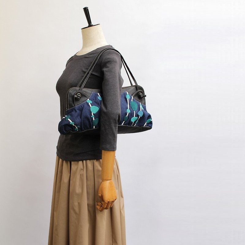 ダルメシアン刺繍・ハンドバッグ - 手提包/手提袋 - 棉．麻 蓝色