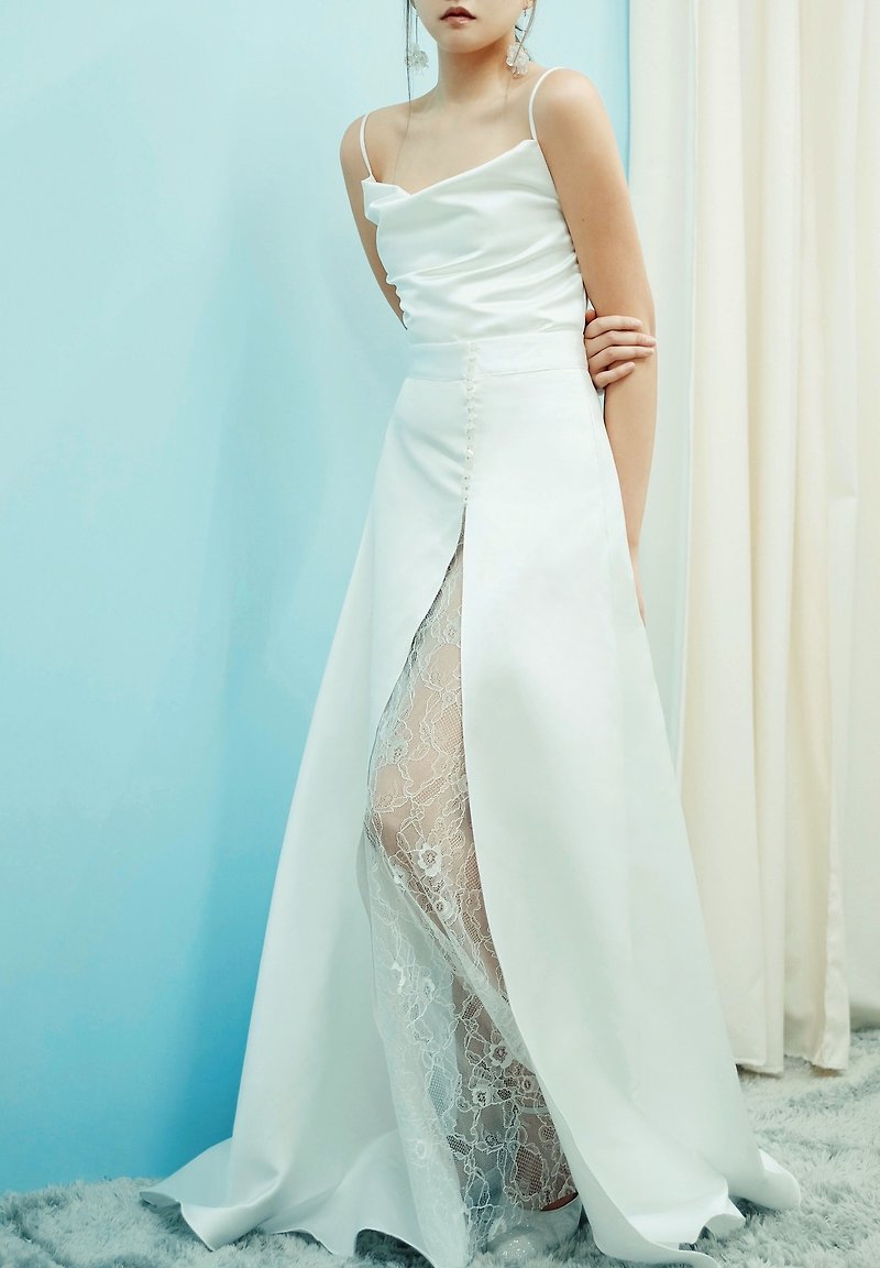 Love Philosophy Bridal简约二件式婚纱－吊带上衣及开叉蕾丝长裙 - 晚装/礼服 - 其他材质 白色