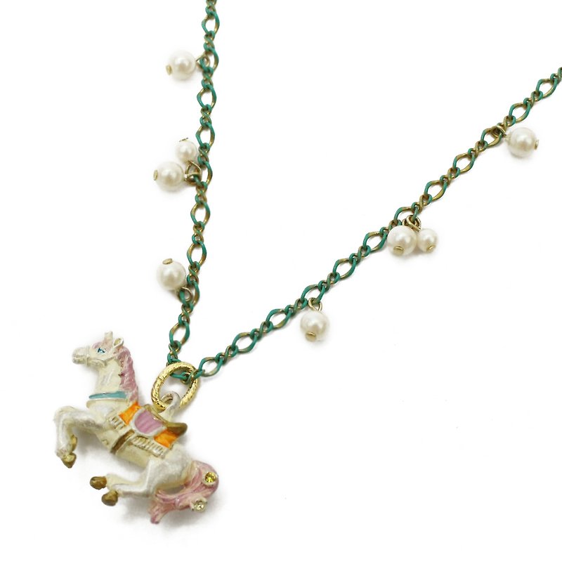 Unicorn Necklace /ユニコーンネックレス NE361 - 项链 - 其他金属 白色