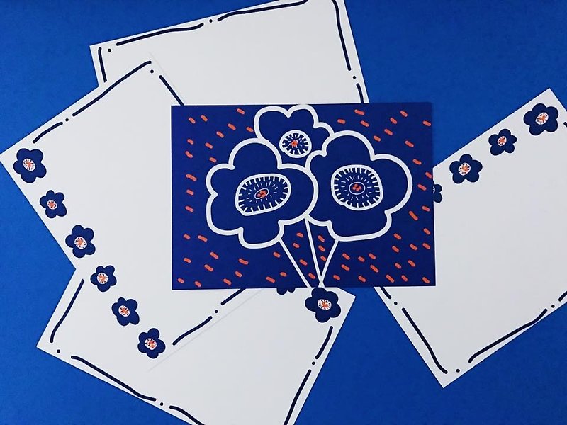 眼境×放空室联名 明信片 / flower - 卡片/明信片 - 纸 蓝色