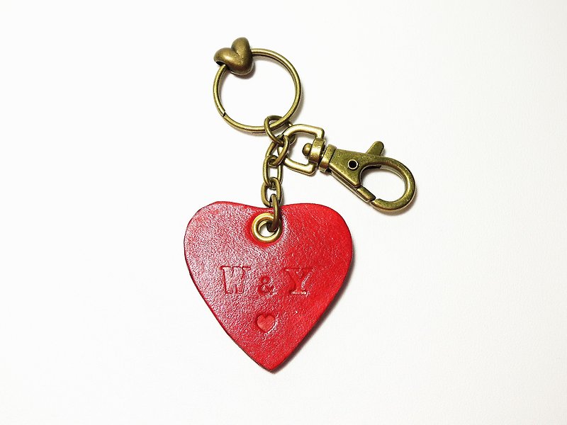 送你一颗心 定制皮革钥匙圈 (12色/免费刻字) - 钥匙链/钥匙包 - 真皮 红色