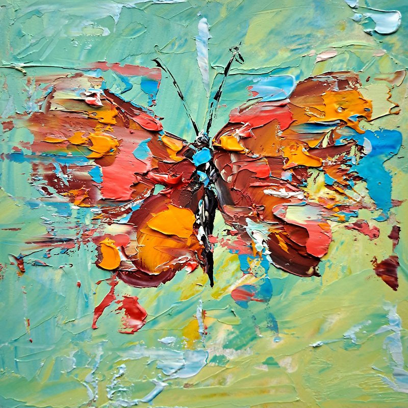 蝴蝶油画动物墙艺术昆虫艺术品给她的礼物 - 墙贴/壁贴 - 其他材质 多色