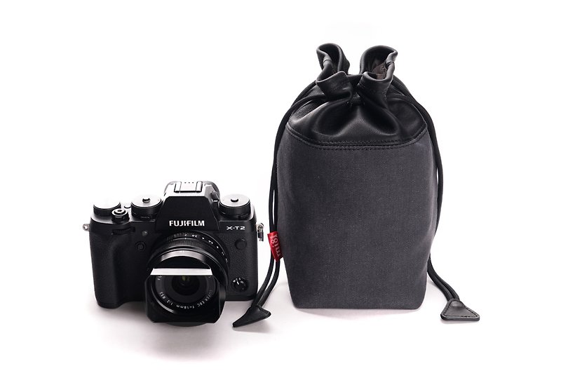 相机混材质羊皮袋 (黑+灰牛仔布) - 相机包/相机袋 - 真皮 灰色