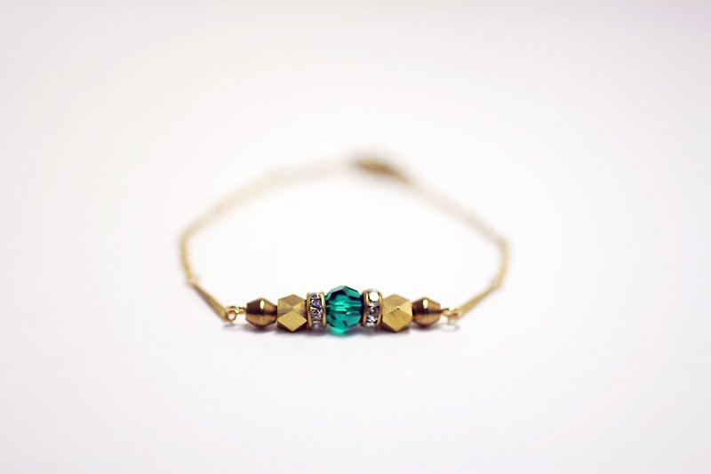 翡翠绿 施华洛世奇水钻黄铜碎钻圈造型手链 - 手链/手环 - 宝石 绿色