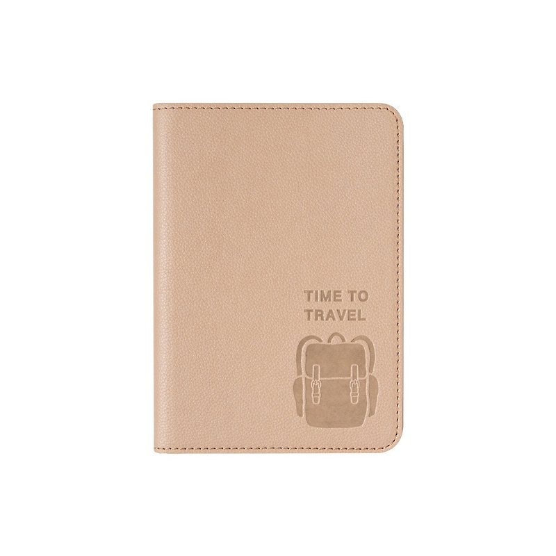 烙印风旅行护照夹 - 皮革卡其 - 护照夹/护照套 - 其他材质 