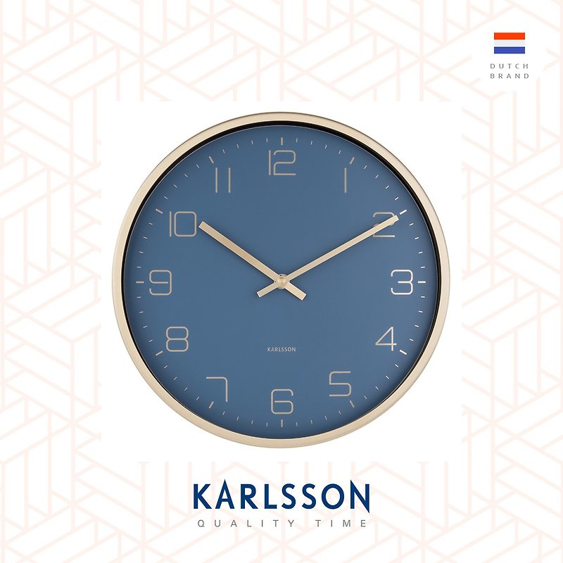 Karlsson 亮金框蓝色挂钟Wall clock Gold Elegance blue - 时钟/闹钟 - 其他金属 蓝色