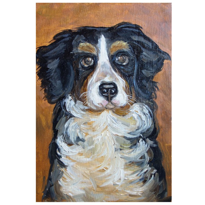 Dog Painting Oil Animal Pets Original Art Animal Artwork Canvas - 海报/装饰画/版画 - 颜料 多色