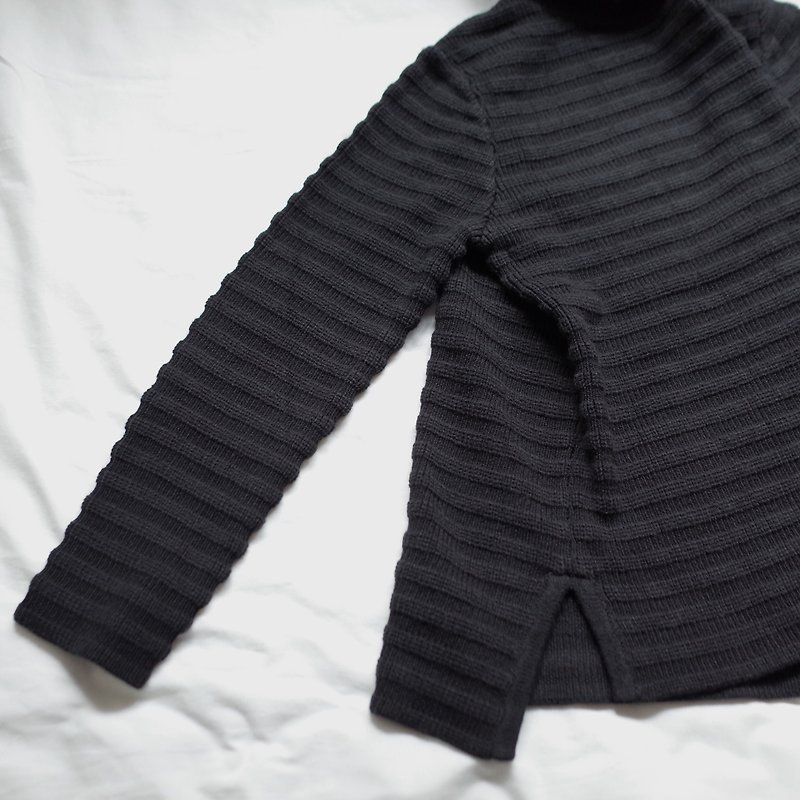 缇织条纹 黑色针织毛衣 - 男装针织衫/毛衣 - 羊毛 黑色