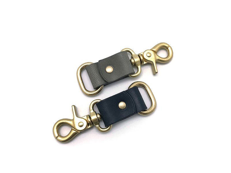 黄铜挂钩 定制皮革钥匙圈 (13色/宽钩款) - 钥匙链/钥匙包 - 真皮 灰色