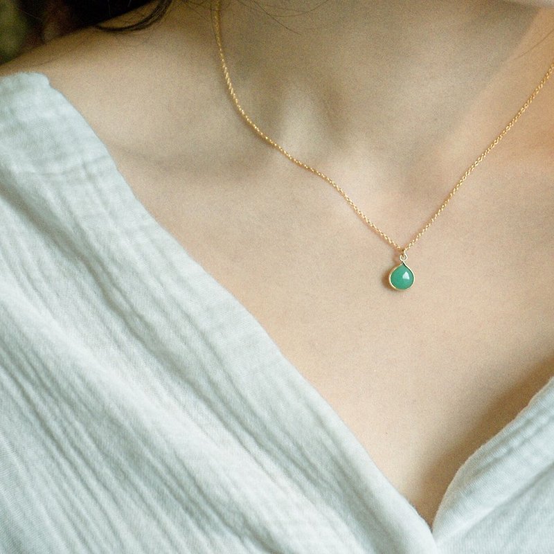 裸肌心型澳洲玉锁骨项链 - 项链 - 宝石 绿色