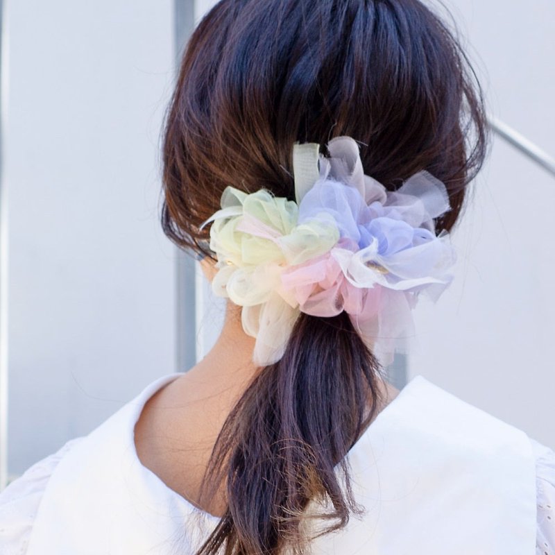 レインボー【春】| 彩る咲き編みシュシュ - 发饰 - 其他人造纤维 多色