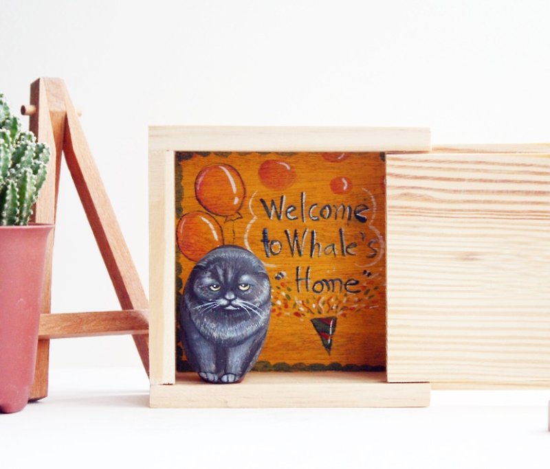 你的宝贝猫咪石头插画与可爱木盒 - 木工/竹艺/纸艺 - 木头 多色