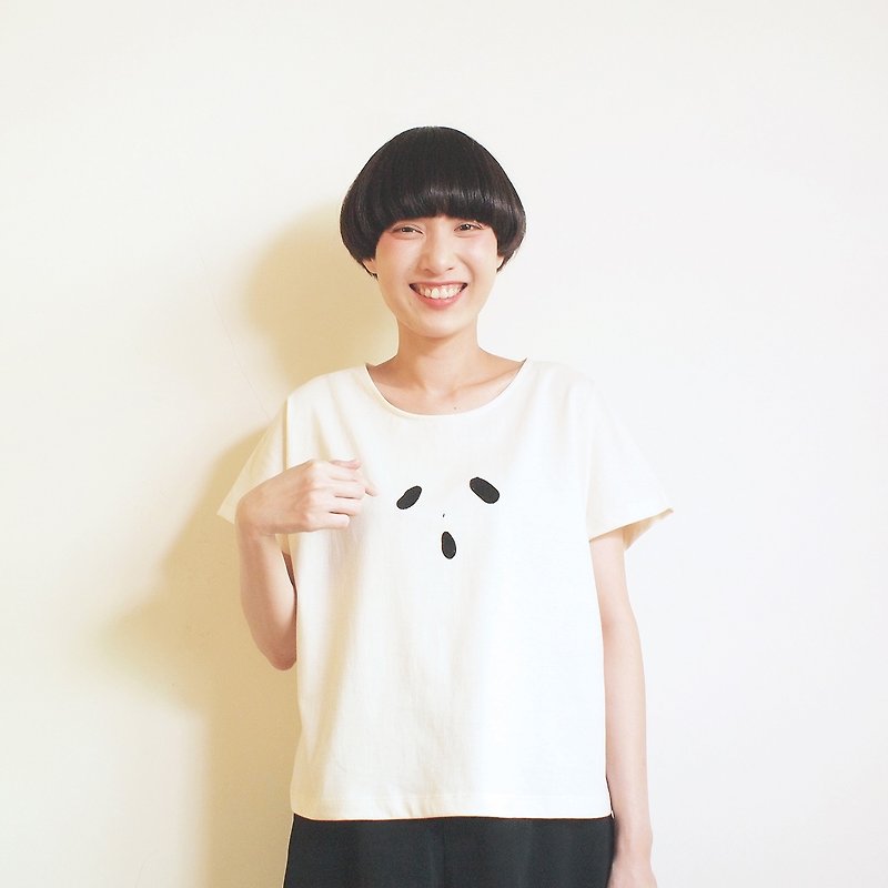 ghost crop t-shirt : natural - 女装 T 恤 - 棉．麻 白色