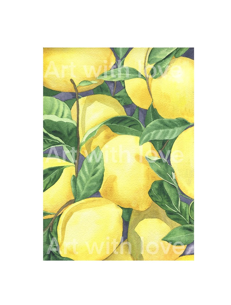 水彩颜料、柠檬 - 海报/装饰画/版画 - 纸 