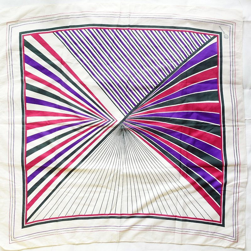 BajuTua/古着/ 红紫色放射状丝光大方巾 - 丝巾 - 聚酯纤维 紫色