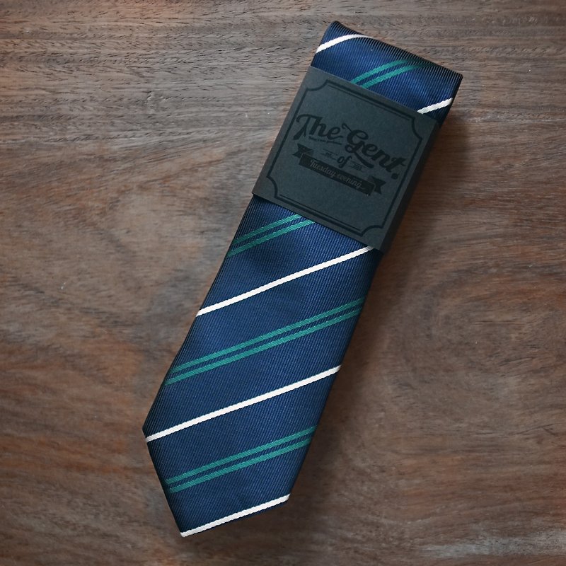 [The GENT] Midnight Blue Stripe Tie - 领带/领带夹 - 棉．麻 蓝色