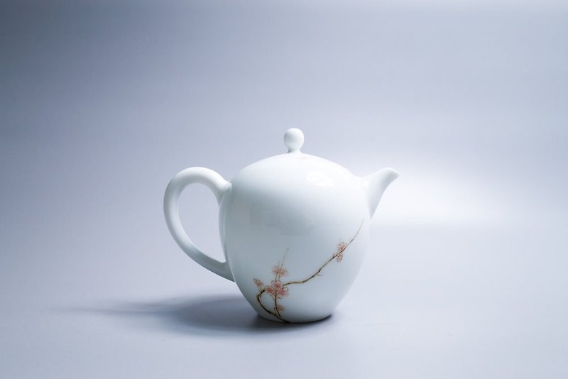 自慢堂 釉中彩蛋形壶 - 梅花 - 茶具/茶杯 - 瓷 