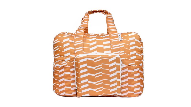 日本风  轻盈 可折叠旅行手挽包 旅行包 礼物-几何橙 - 手提包/手提袋 - 其他材质 橘色