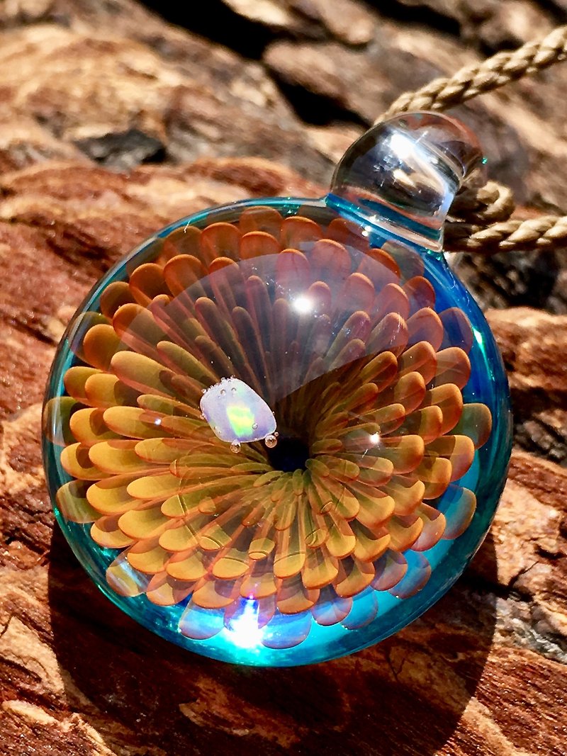 boroccus オパール 立体幾何学模様 ボロシリケイトガラス ペンダント - 项链 - 玻璃 橘色