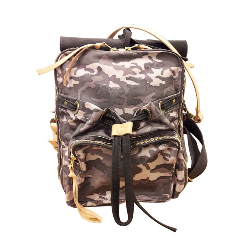 上蜡帆布迷彩后背包 / Urban Camouflage Backpack /M /L / 迷彩 - 后背包/双肩包 - 棉．麻 多色