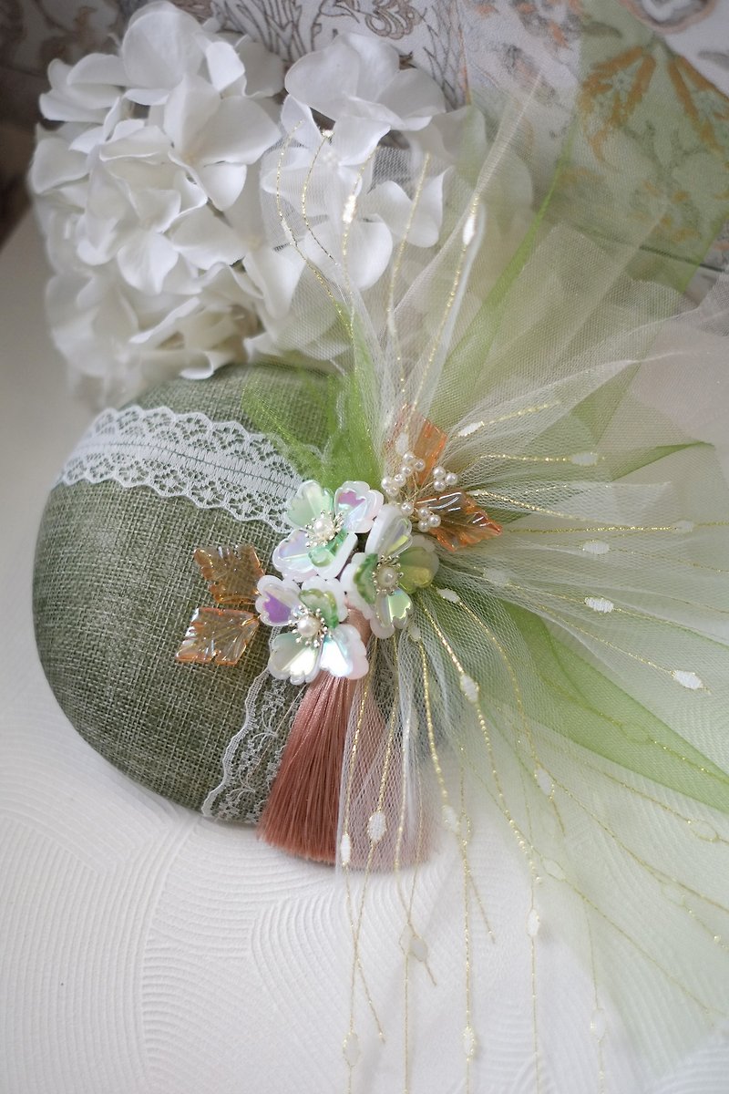 【洋粋youiki】琉璃细工。手作和洋礼帽。英格兰小调。绿褐 - 发饰 - 棉．麻 