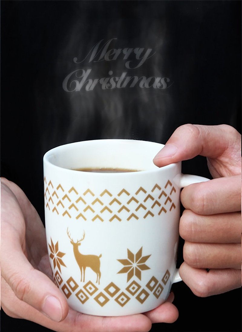 耶诞系列马克杯-金色麋鹿 共5款图案供选择 - 咖啡杯/马克杯 - 瓷 金色
