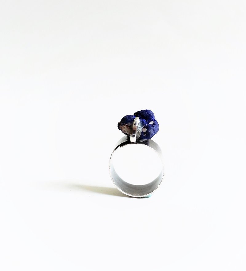 蓝铜矿 . 纯银戒指 - 戒指 - 宝石 蓝色