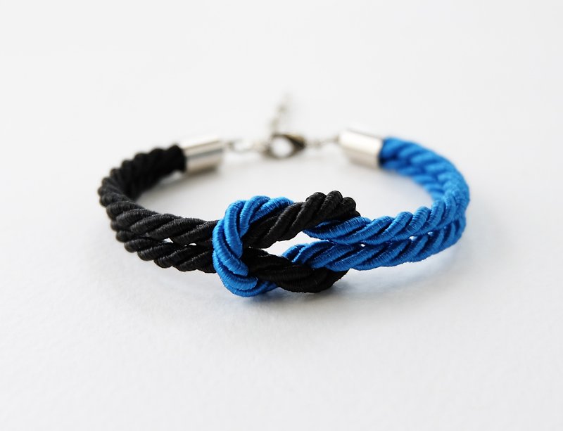 Black and Vivid blue rope knot bracelet - 手链/手环 - 其他材质 蓝色