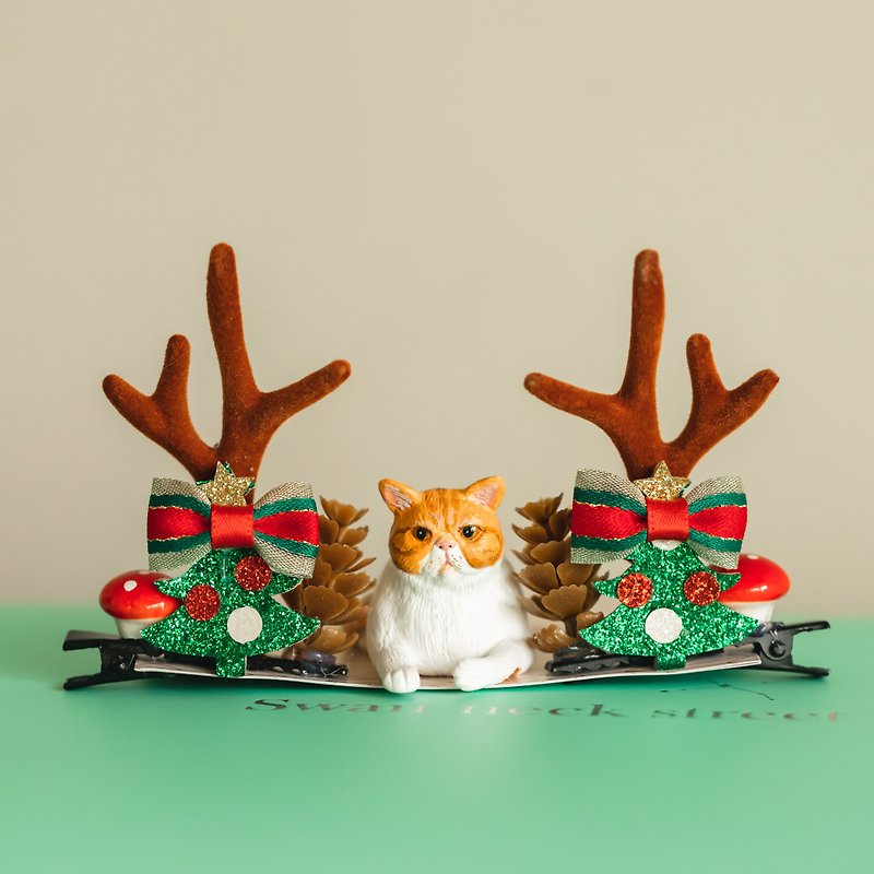 猫咪 定制化宠物手工黏土模型 加菲猫 圣诞 - 玩偶/公仔 - 粘土 橘色