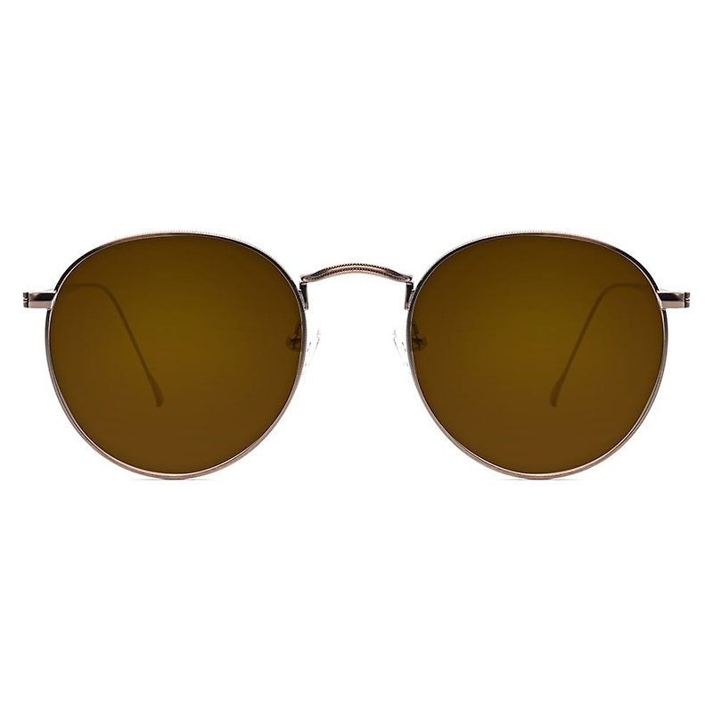 墨镜 | 太阳眼镜 | 超轻量古铜色圆框造型 | 意大利设计|金属镜框 - 眼镜/眼镜框 - 不锈钢 咖啡色