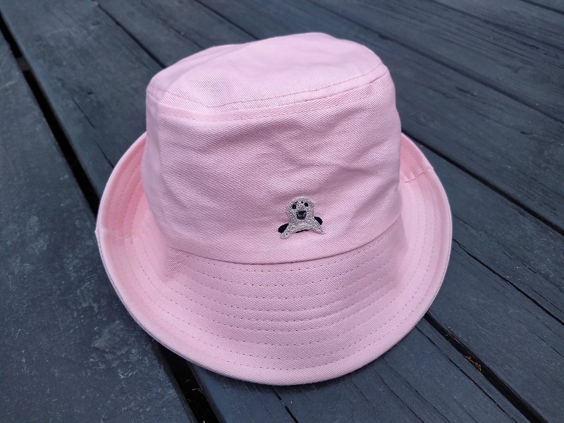 探头小海豹 挺质渔夫帽 - 帽子 - 绣线 粉红色