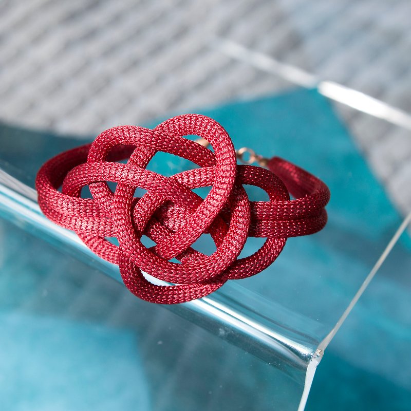 Lussli针织手环 : 绽放 - 暗红 S - 手链/手环 - 丝．绢 红色