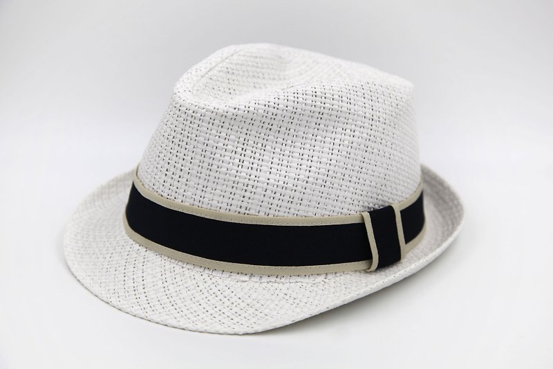 【纸布家】日式绅士帽(白色)纸线编织 - 帽子 - 纸 白色