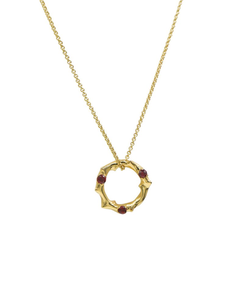 Crown of Thorns Necklace - Sterling Silver and Garnet - Branch Vine Style - 项链 - 纯银 金色