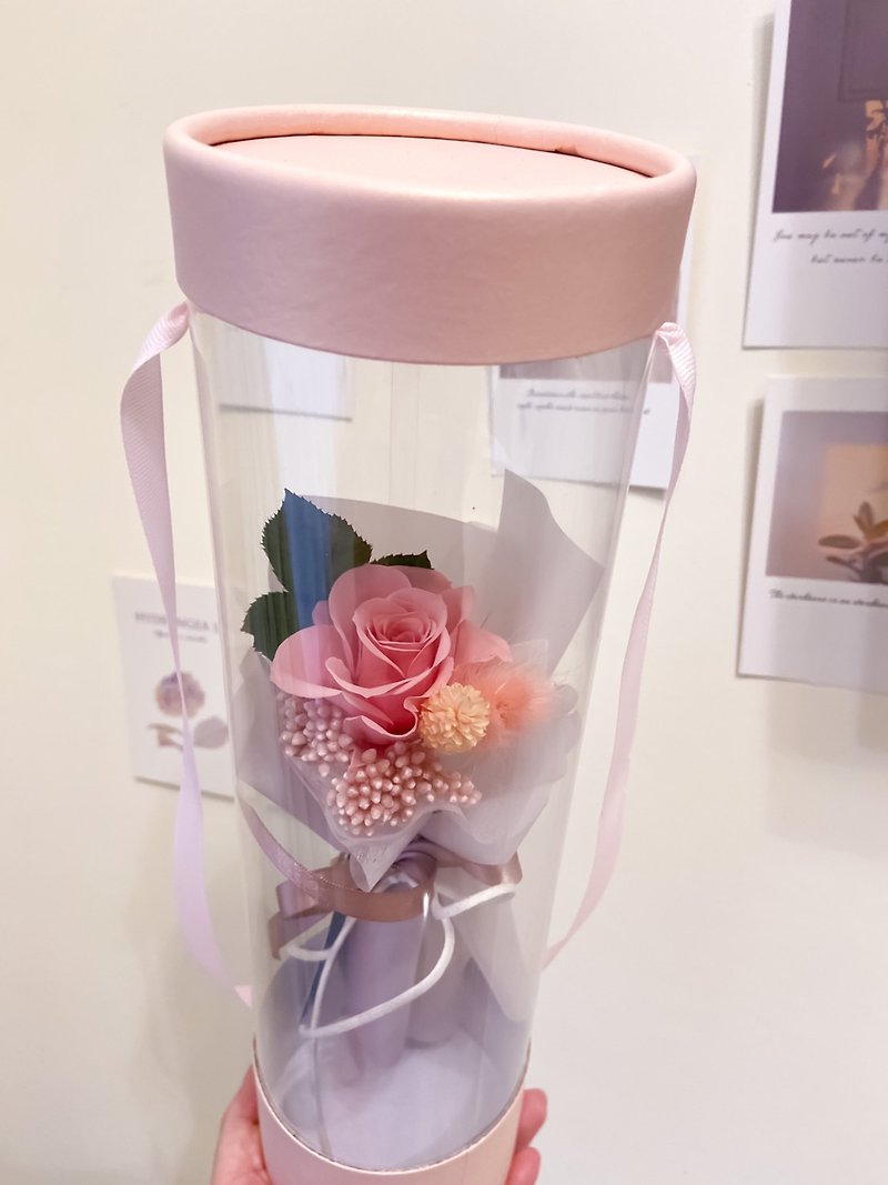 玫瑰韩式提盒 永生花  送礼 生日礼 告白 情人节  韩 - 干燥花/捧花 - 植物．花 粉红色