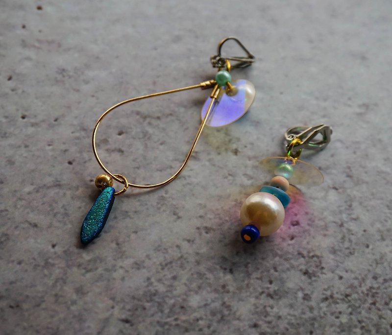 手工宝石耳环 | 人鱼的眼泪 - 耳环/耳夹 - 宝石 蓝色