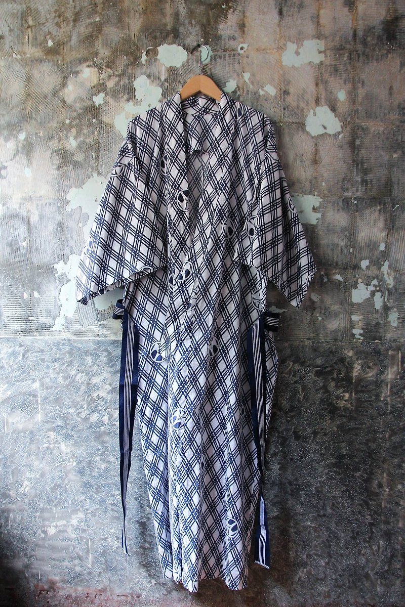 袅袅百货公司-Vintage 斜纹日式图腾浴衣罩衫 复古着 - 女装休闲/机能外套 - 棉．麻 