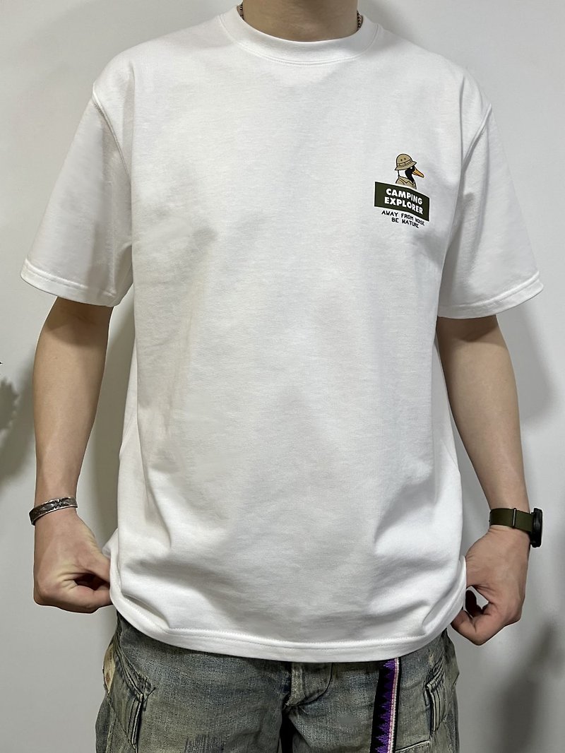 探险家小鸭子 短袖T恤圆领 - 男装上衣/T 恤 - 棉．麻 白色