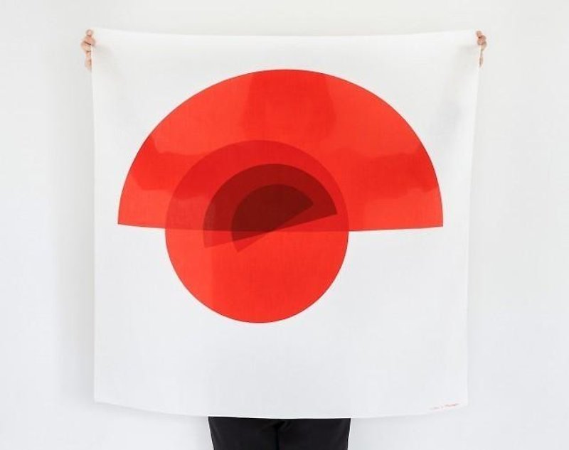 Arcs Furoshiki Scarf - 丝巾 - 棉．麻 红色