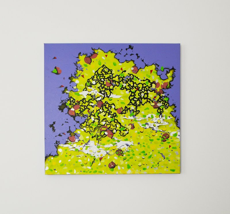 台湾艺术家 几何 抽象 地图 手绘压克力画作 原创无框画 现代艺术 - 订制画像 - 颜料 紫色