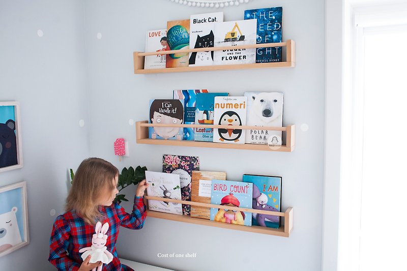 One Book Wall Shelf for Kids, Floating Bookshelf, Book Storage, Book Rack - 儿童家具 - 木头 