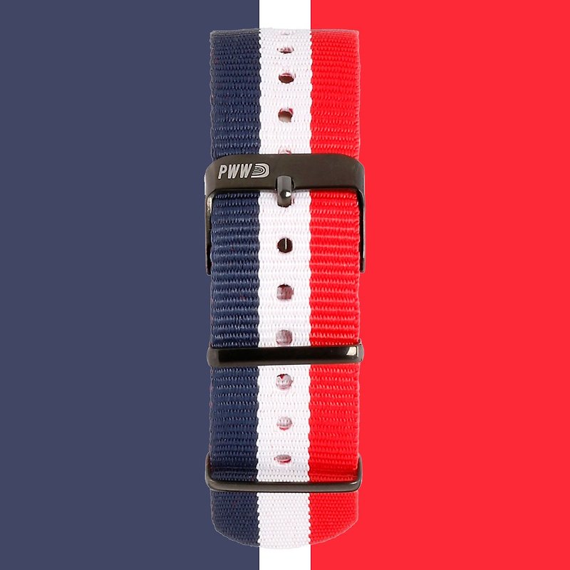 20毫米蓝白红三色NATO表带 - 表带 - 尼龙 多色