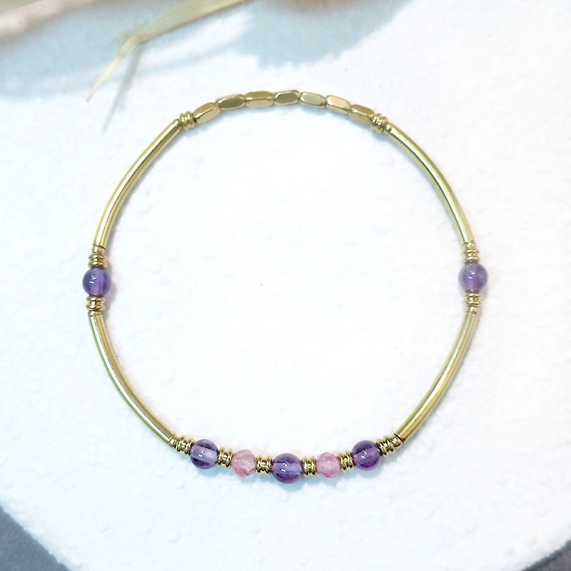 VIIART。碎花。草莓紫水晶黄铜手环 - 手链/手环 - 半宝石 紫色