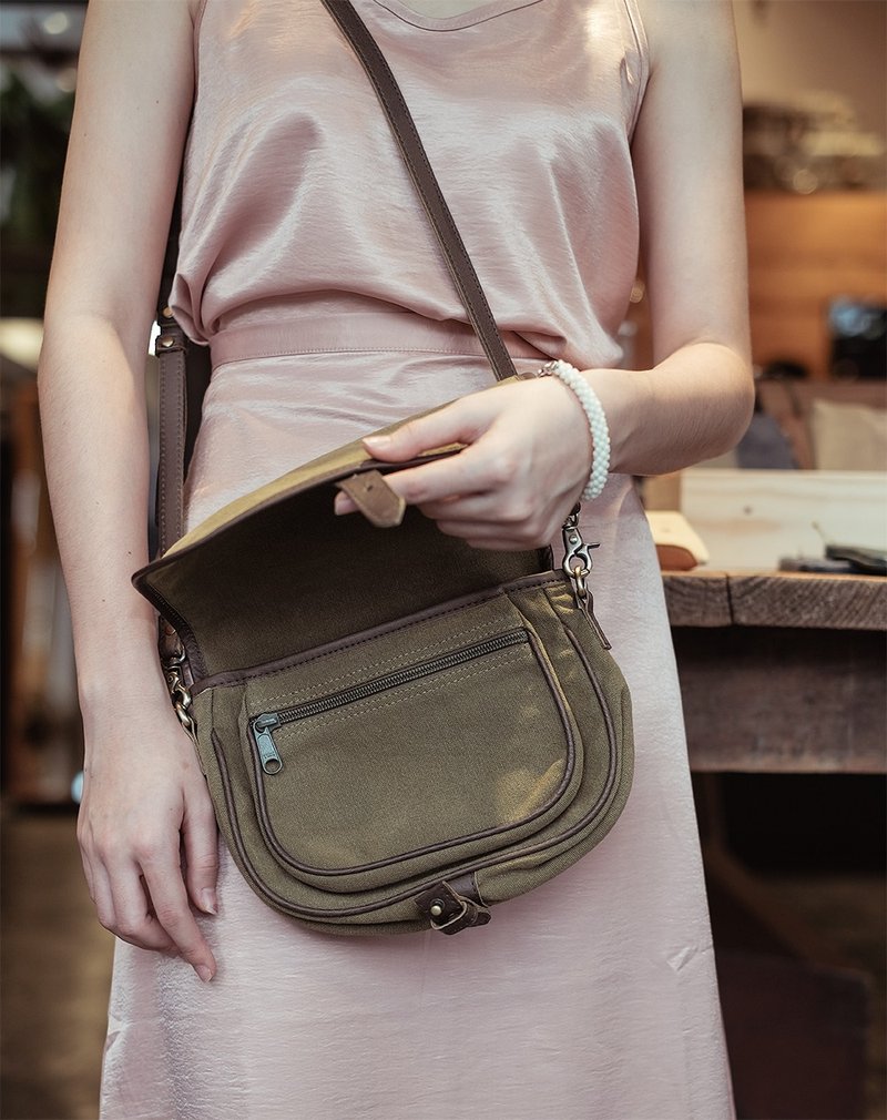 bag with strap - 手提包/手提袋 - 棉．麻 卡其色